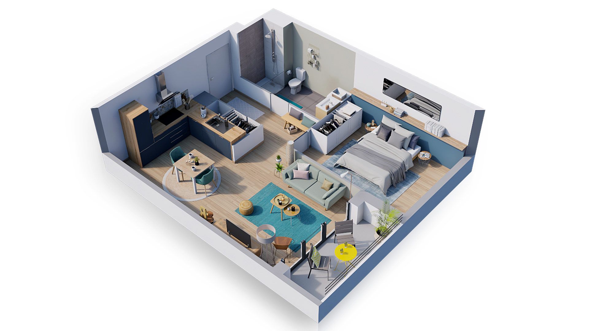 Eiffage Immobilier - Espace Immobilier Les Terrasses d'Émile - Nancy - Axométrie Appartement type T2