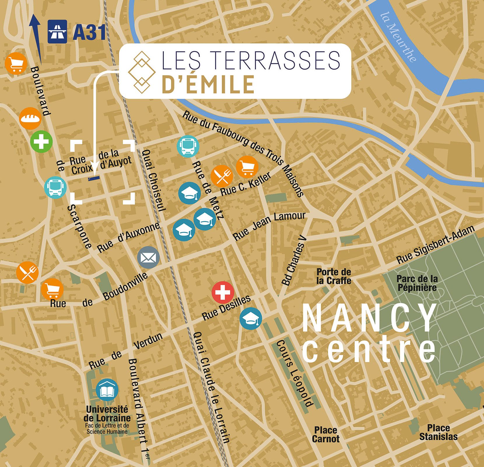 Eiffage Immobilier - Espace Immobilier Les Terrasses d'Émile - Nancy - Plan de situation